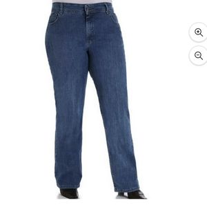 Riders Women's indigo blue high rise stretch straight leg boot cut jeans sz 16L